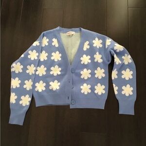 Floral Blue Cardigan Sweater